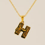 Gold color / 1 Piece Classic Bark Grain Unique Letter H Stainless Steel  Gold Color Unisex Pendant Necklaces Picture8